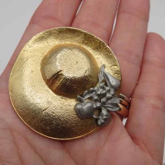 Ultra Craft Vintage Hat Gold Tone Brooch - Picture 5 of 7